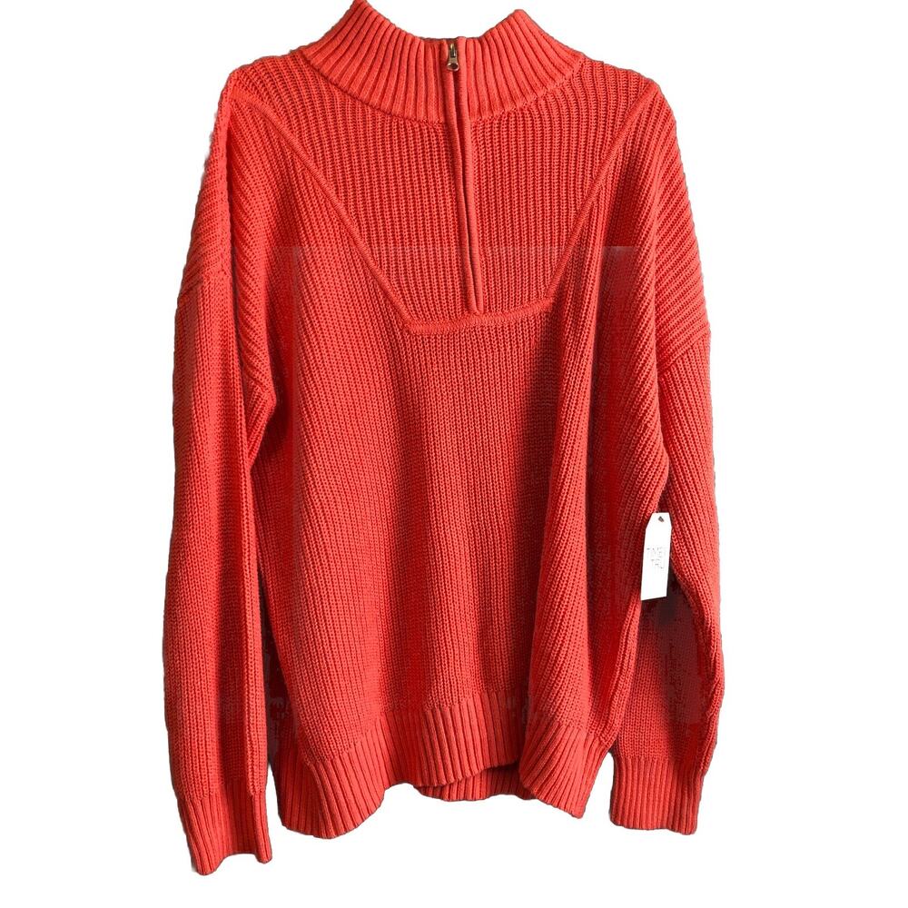 Time & Try Womens Sweater XXXL (22) Half Zip Pullover Midweight Coral Silk Top